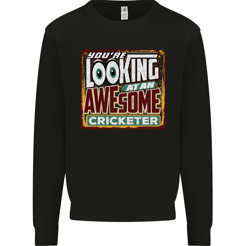 An Awesome Cricketer Kids Sweatshirt Jumper Black