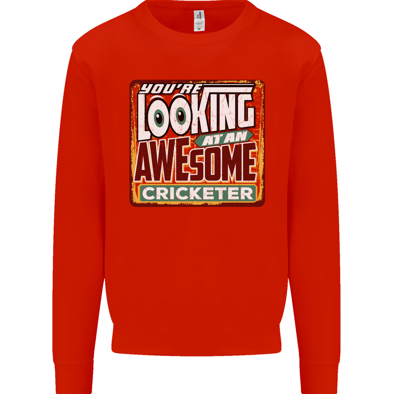 An Awesome Cricketer Kids Sweatshirt Jumper Bright Red