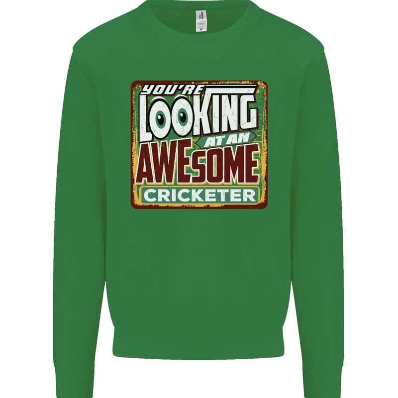 An Awesome Cricketer Kids Sweatshirt Jumper Irish Green