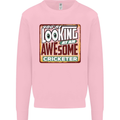 An Awesome Cricketer Kids Sweatshirt Jumper Light Pink