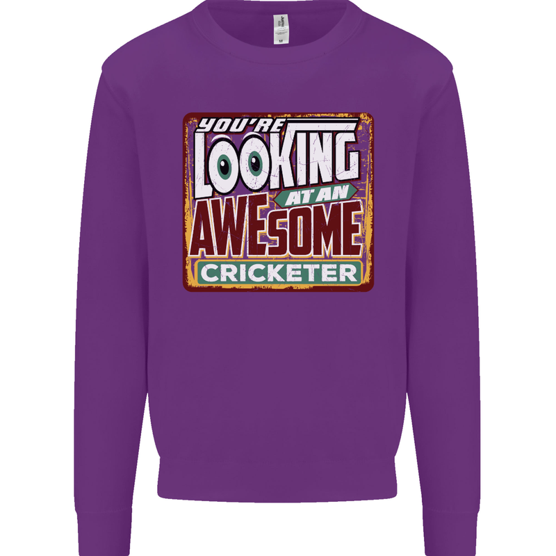 An Awesome Cricketer Kids Sweatshirt Jumper Purple