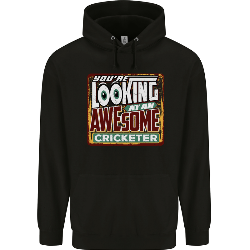 An Awesome Cricketer Mens 80% Cotton Hoodie Black