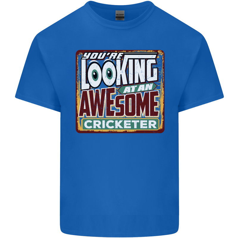 An Awesome Cricketer Mens Cotton T-Shirt Tee Top Royal Blue