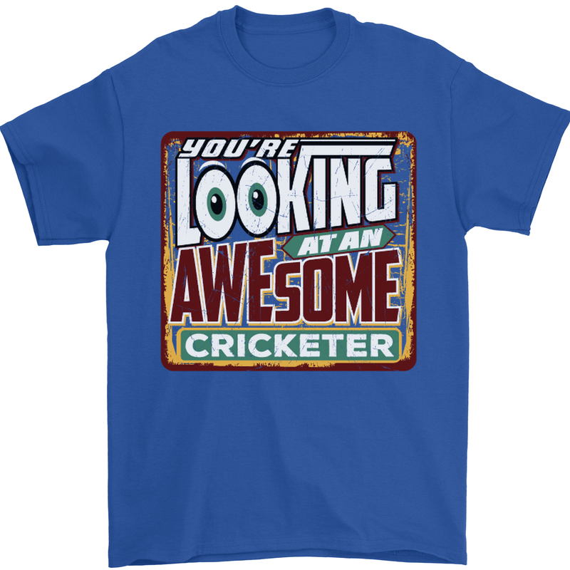 An Awesome Cricketer Mens T-Shirt Cotton Gildan Royal Blue