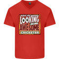 An Awesome Cricketer Mens V-Neck Cotton T-Shirt Red