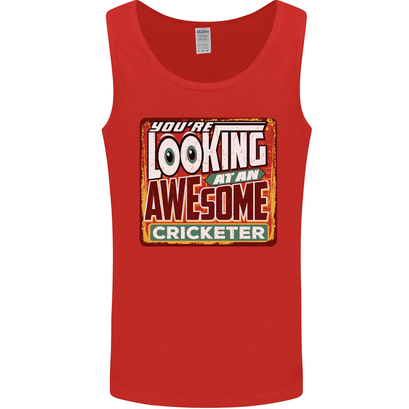 An Awesome Cricketer Mens Vest Tank Top Red