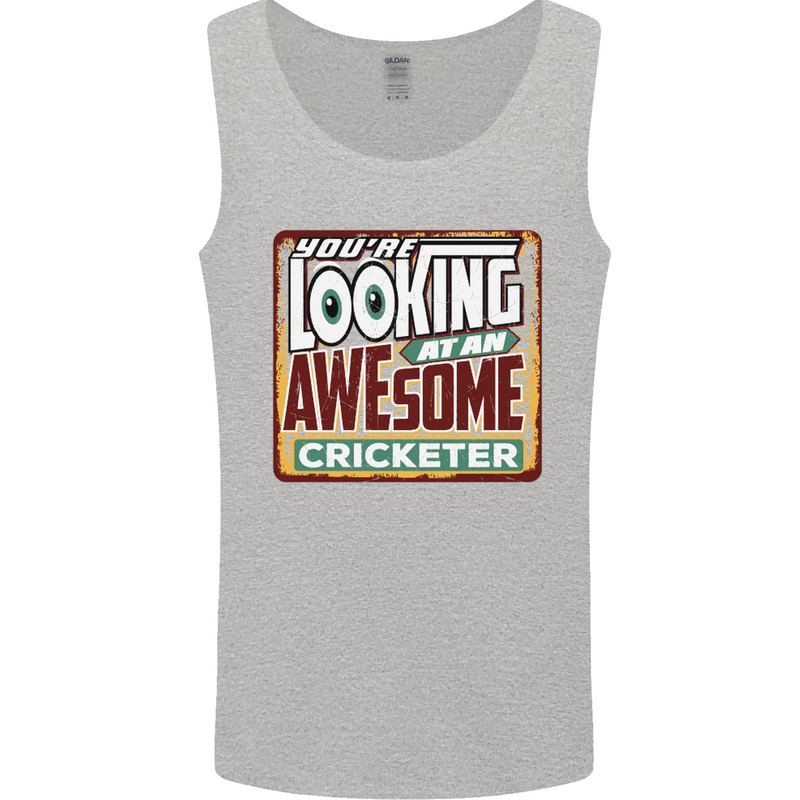 An Awesome Cricketer Mens Vest Tank Top Sports Grey