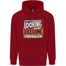 An Awesome Footballer Childrens Kids Hoodie Red