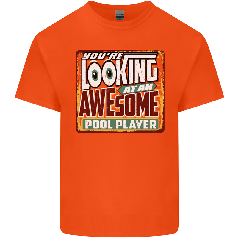 An Awesome Pool Player Mens Cotton T-Shirt Tee Top Orange