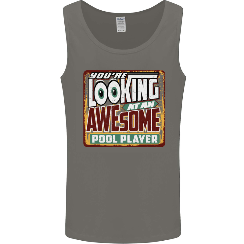 An Awesome Pool Player Mens Vest Tank Top Charcoal