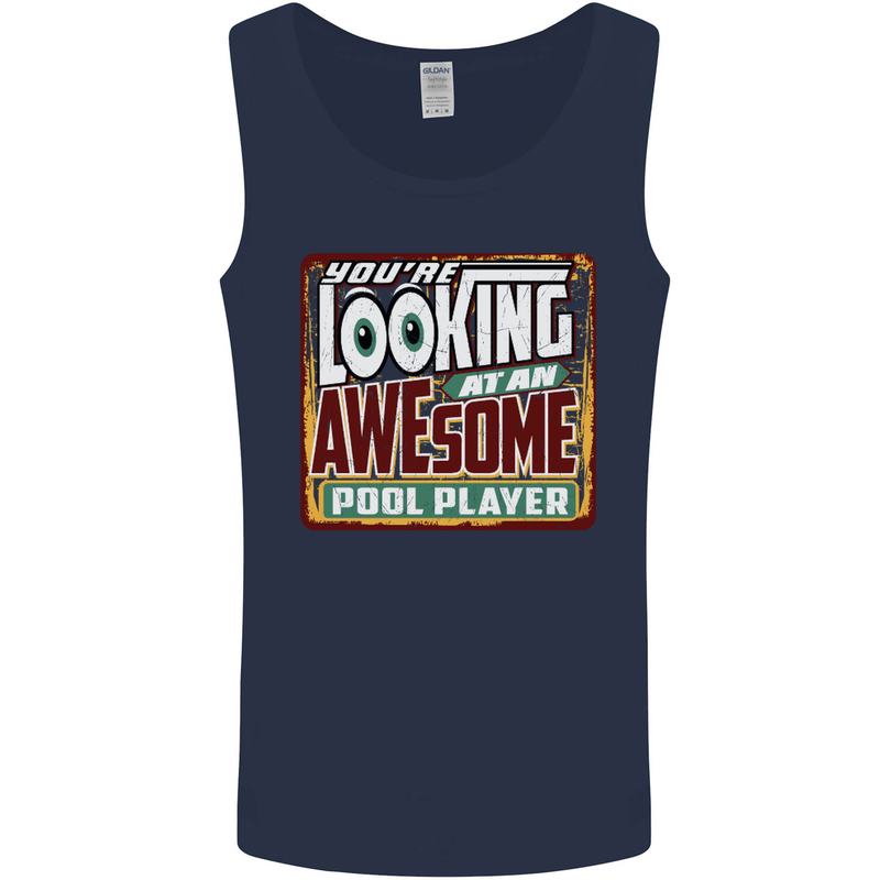 An Awesome Pool Player Mens Vest Tank Top Navy Blue