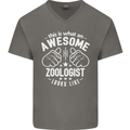 An Awesome Zoologist Looks Like Mens V-Neck Cotton T-Shirt Charcoal