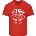 An Awesome Zoologist Looks Like Mens V-Neck Cotton T-Shirt Red
