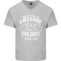 An Awesome Zoologist Looks Like Mens V-Neck Cotton T-Shirt Sports Grey