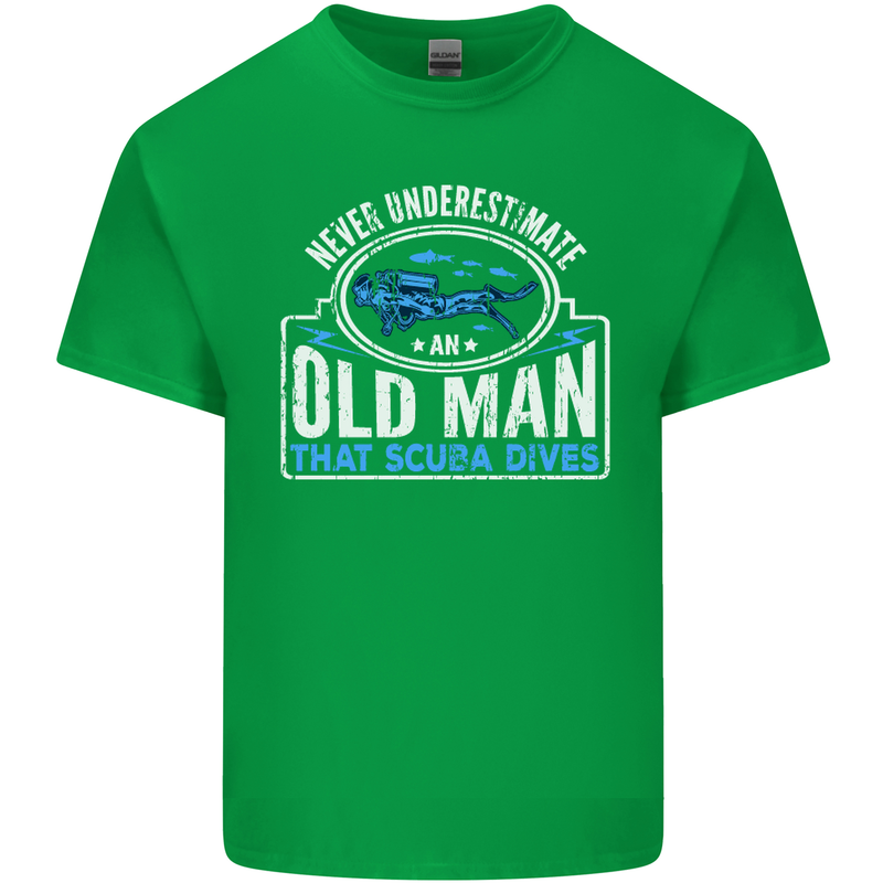 An Old Man That Scuba Dives Diver Diving Mens Cotton T-Shirt Tee Top Irish Green