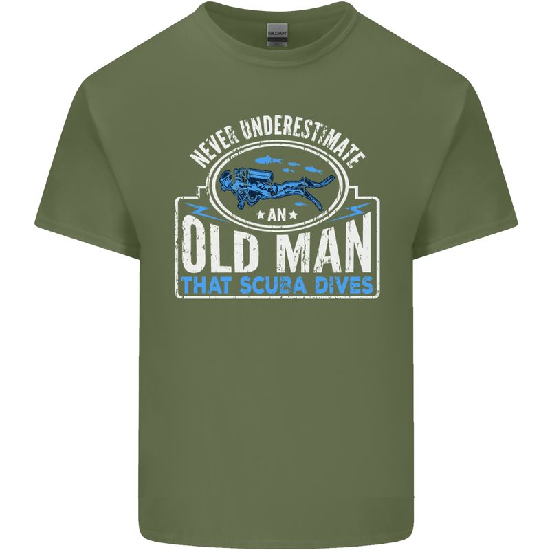 An Old Man That Scuba Dives Diver Diving Mens Cotton T-Shirt Tee Top Military Green