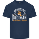 An Old Man With Boxing Gloves Funny Boxer Mens Cotton T-Shirt Tee Top Navy Blue