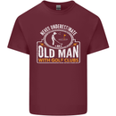 An Old Man With Golf Clubs Funny Golfing Mens Cotton T-Shirt Tee Top Maroon