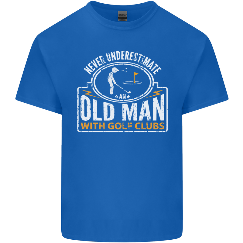 An Old Man With Golf Clubs Funny Golfing Mens Cotton T-Shirt Tee Top Royal Blue