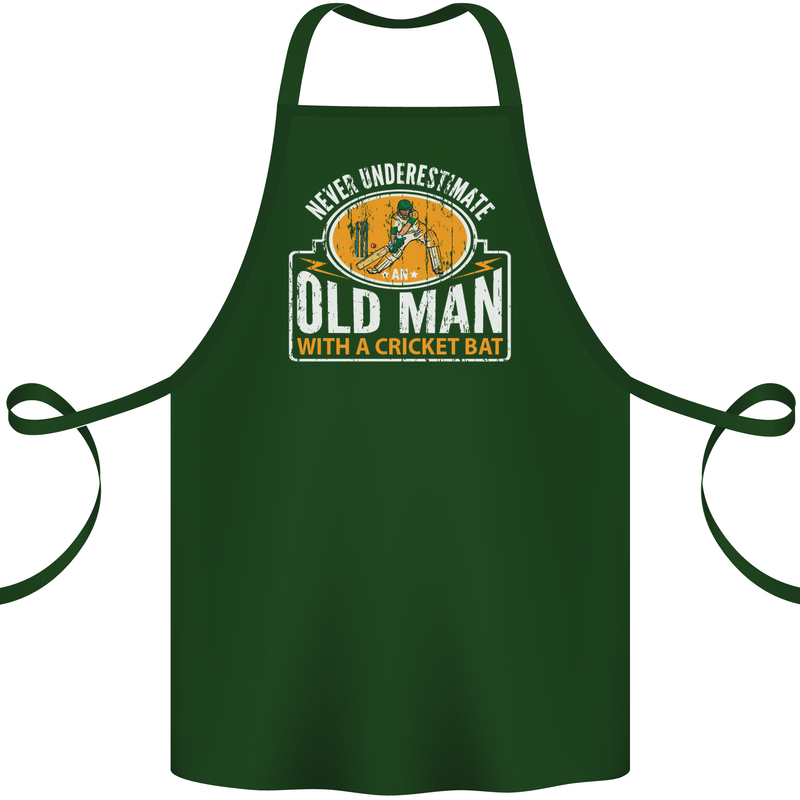 An Old Man With a Cricket Bat Cricketer Cotton Apron 100% Organic Forest Green