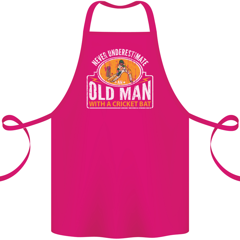 An Old Man With a Cricket Bat Cricketer Cotton Apron 100% Organic Pink