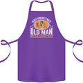 An Old Man With a Cricket Bat Cricketer Cotton Apron 100% Organic Purple