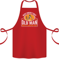 An Old Man With a Cricket Bat Cricketer Cotton Apron 100% Organic Red