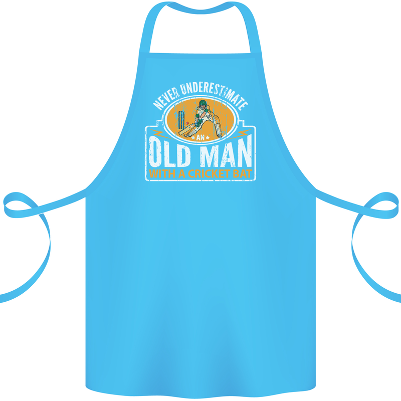 An Old Man With a Cricket Bat Cricketer Cotton Apron 100% Organic Turquoise