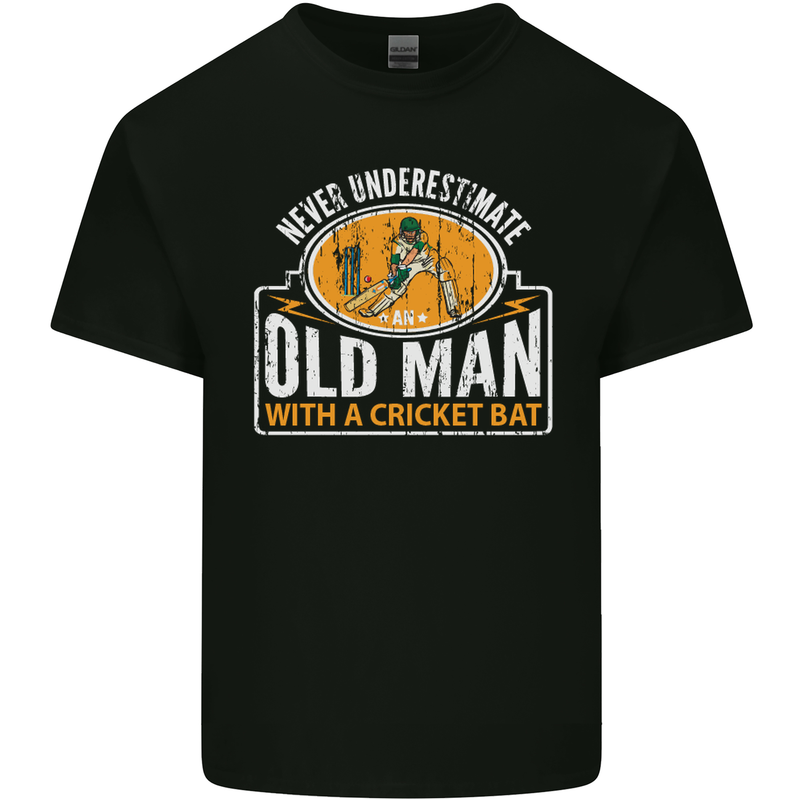 An Old Man With a Cricket Bat Cricketer Mens Cotton T-Shirt Tee Top Black