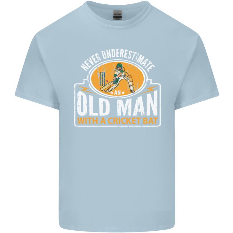 An Old Man With a Cricket Bat Cricketer Mens Cotton T-Shirt Tee Top Light Blue
