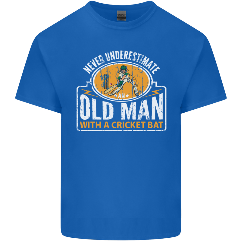 An Old Man With a Cricket Bat Cricketer Mens Cotton T-Shirt Tee Top Royal Blue