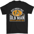 An Old Man With a Cricket Bat Cricketer Mens T-Shirt Cotton Gildan Black