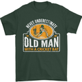 An Old Man With a Cricket Bat Cricketer Mens T-Shirt Cotton Gildan Forest Green