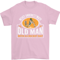 An Old Man With a Cricket Bat Cricketer Mens T-Shirt Cotton Gildan Light Pink