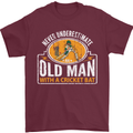 An Old Man With a Cricket Bat Cricketer Mens T-Shirt Cotton Gildan Maroon