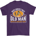 An Old Man With a Cricket Bat Cricketer Mens T-Shirt Cotton Gildan Purple