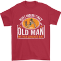 An Old Man With a Cricket Bat Cricketer Mens T-Shirt Cotton Gildan Red