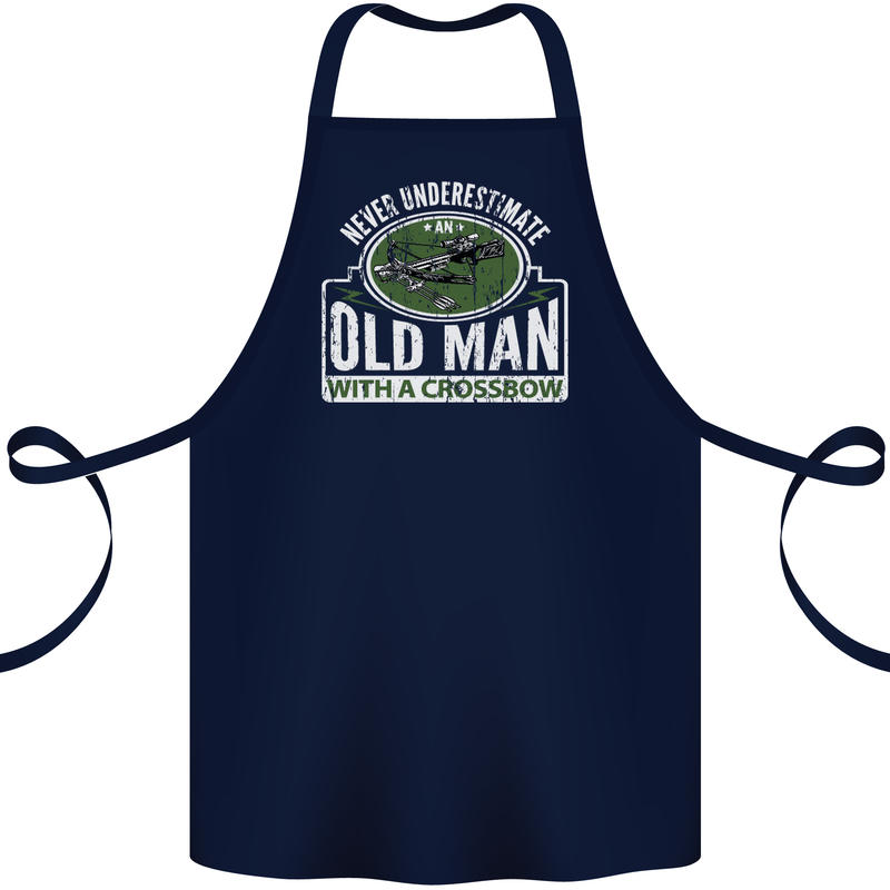 An Old Man With a Crossbow Funny Cotton Apron 100% Organic Navy Blue