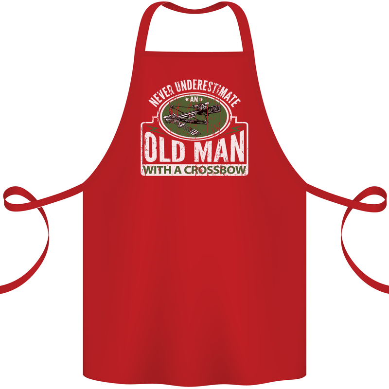 An Old Man With a Crossbow Funny Cotton Apron 100% Organic Red