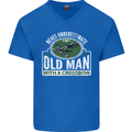 An Old Man With a Crossbow Funny Mens V-Neck Cotton T-Shirt Royal Blue