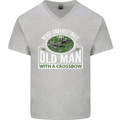 An Old Man With a Crossbow Funny Mens V-Neck Cotton T-Shirt Sports Grey