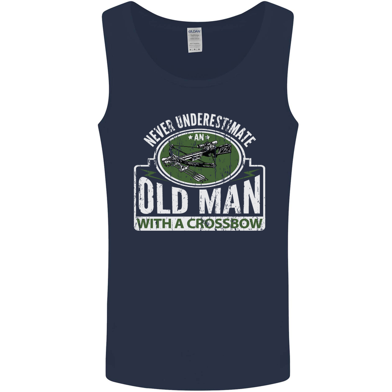 An Old Man With a Crossbow Funny Mens Vest Tank Top Navy Blue