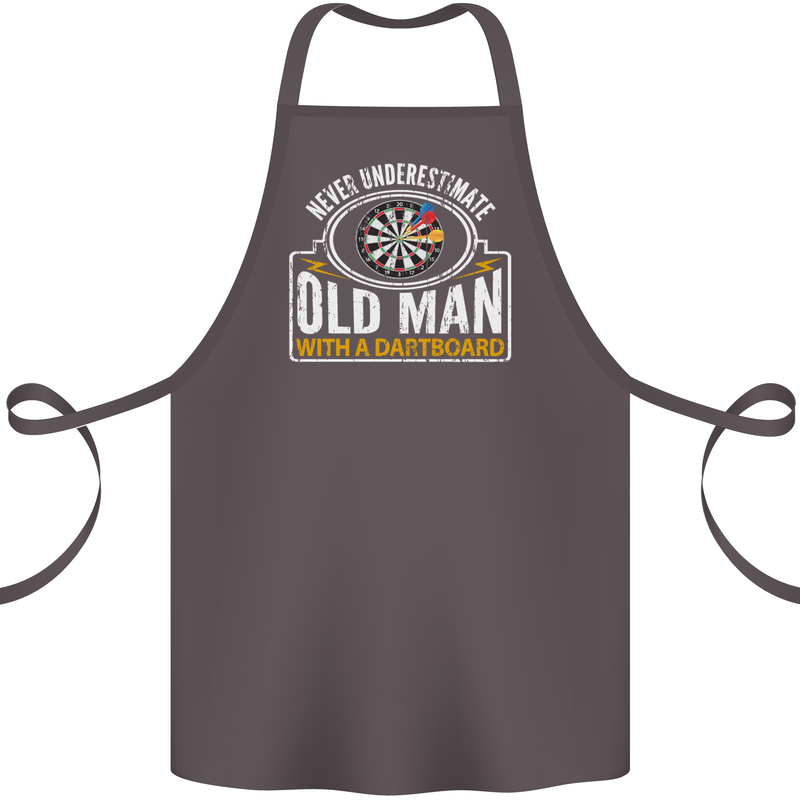 An Old Man With a Dart Board Funny Player Cotton Apron 100% Organic Dark Grey