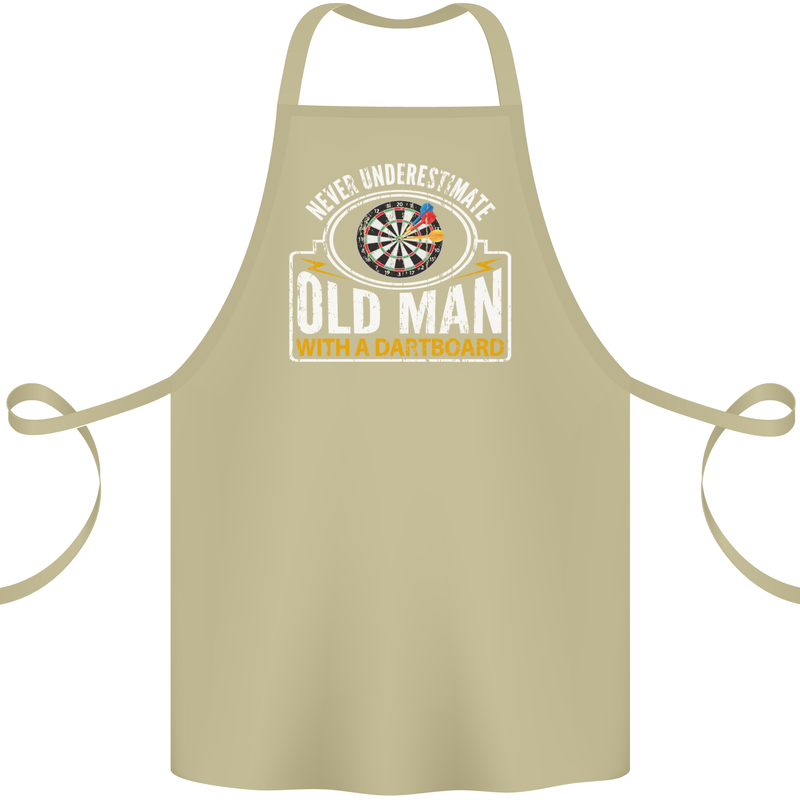 An Old Man With a Dart Board Funny Player Cotton Apron 100% Organic Khaki