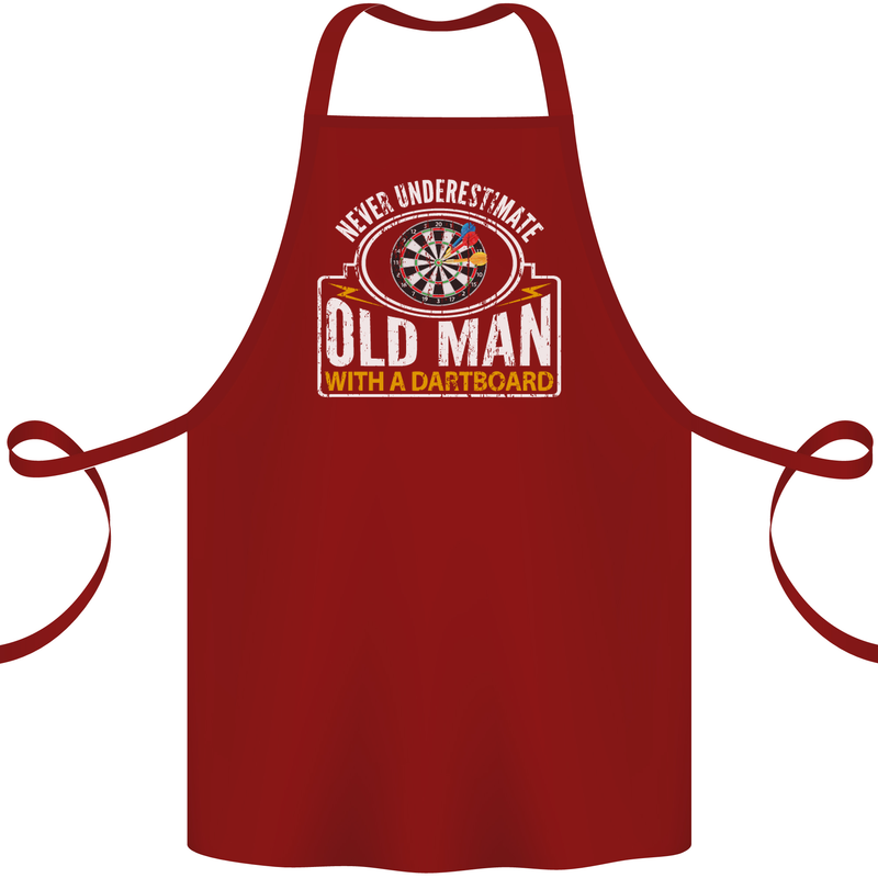 An Old Man With a Dart Board Funny Player Cotton Apron 100% Organic Maroon