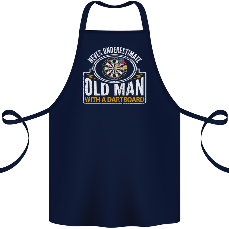 An Old Man With a Dart Board Funny Player Cotton Apron 100% Organic Navy Blue