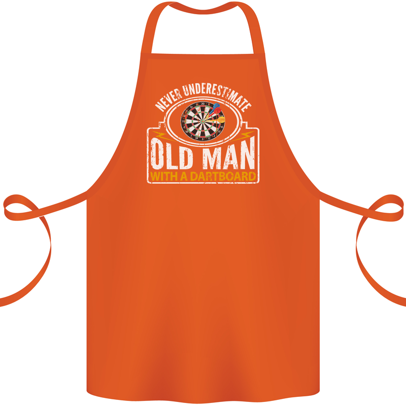 An Old Man With a Dart Board Funny Player Cotton Apron 100% Organic Orange