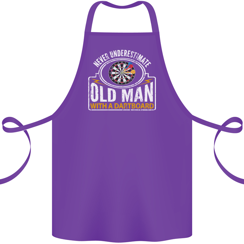 An Old Man With a Dart Board Funny Player Cotton Apron 100% Organic Purple