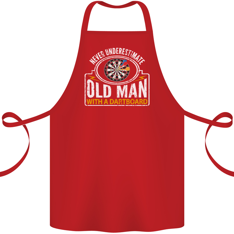 An Old Man With a Dart Board Funny Player Cotton Apron 100% Organic Red
