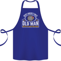 An Old Man With a Dart Board Funny Player Cotton Apron 100% Organic Royal Blue